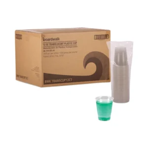 Boardwalk Translucent Plastic Cold Cups, 12 oz, Polypropylene, 50 Cups/Sleeve, 20 Sleeves/Carton (TRANSCUP12CT)