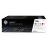 HP 128A, (CF371A-M) 3-Pack CyanMagentaYellow Original LaserJet Toner Cartridges