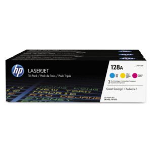 HP 128A, (CF371A-M) 3-Pack CyanMagentaYellow Original LaserJet Toner Cartridges