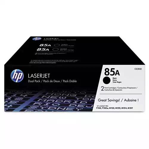 HP 85A, (CE285D) 2-Pack Black Original LaserJet Toner Cartridges