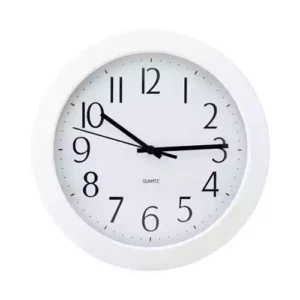 Modern styling clock is perfect in any setting. Silent sweep movement eliminates ticking sounds. Large, easy-to-read numerals. Crystal clear, plastic face is shatter resistant. Second hand.