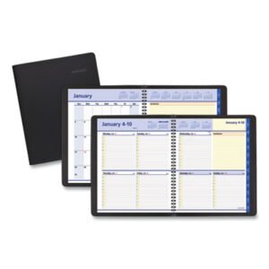 AT-A-GLANCE QuickNotes Weekly Block Format Appointment Book, 10 x 8, Black Cover, 12-Month (Jan to Dec): 2025 (AAG760105)