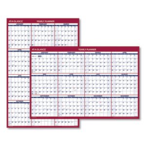 AT-A-GLANCE Erasable Vertical/Horizontal Wall Planner, 32 x 48, White/Blue/Red Sheets, 12-Month (Jan to Dec): 2025 (AAGPM32628)