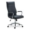 AleraAleraEddleston Leather Manager Chair, Supports Up to 275 lb, Black Seat/Back, Chrome Base (ALEED41B19)