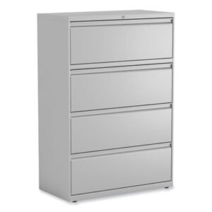 Alera Lateral File, 4 Legal/Letter-Size File Drawers, Light Gray, 36" x 18.63" x 52.5" (ALEHLF3654LG)