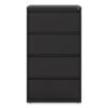 Alera Lateral File, 4 Legal/Letter-Size File Drawers, Black, 30" x 18.63" x 52.5" (ALEHLF3054BL)