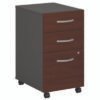 Bush Series C Mobile Pedestal File, Left/right, 3-Drawers: Box/box/file, Legal/letter/a4/a5, Cherry/gray, 15.75" X 20.25" X 27.88" (BSHWC24453SU)