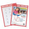 C-Line Reusable Dry Erase Pockets, 9 x 12, Neon Red, 30/Pack (CLI40814)