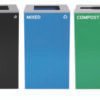 Alpine Industries 29 Gallon Trash/Recycling Cans, Steel, Blue Mixed Recycling and Black Trash Cans w/Square Lids, Green Compost Can w/Mixed Lid (ALH4450BLKKIT24)