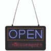 Alpine Industries LED Programmable Message Board Open Sign, 22 x 13, Black Frame, Blue/Red Graphics (ALHALP49710)
