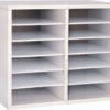 AdirOffice Wood Adjustable 12 Compartment Literature Organizer, 12 Sections, Letter Size, 20 x 11.8 x 16.3, White (ALHI50012WHI)