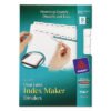 Avery Print And Apply Index Maker Clear Label Dividers With Label Strip/white Tabs, 7-Hole Punched, 8-Tab, 8.5 X 5.5, White, 1 Set (AVE11427)