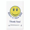 Barnes Paper Company Smiley Face Shopping Bags, Thank You - Have a Nice Day Labeling, Cut-Out Handles, 11.5" x 6.5" x 21", White/Red, 900/Carton (BPCT16SMILEY)