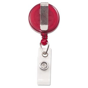 Advantus Translucent Retractable ID Card Reel, 30" Extension, Red, 12/Pack (AVT75471)