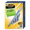 BIC Round Stic Xtra Life Ballpoint Pen Value Pack, Stick, Medium 1 Mm, Blue Ink, Translucent Blue Barrel, 60/box (BICGSM609BE)