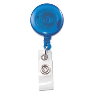 Advantus Translucent Retractable ID Card Reel, 30" Extension, Blue, 12/Pack (AVT75472)