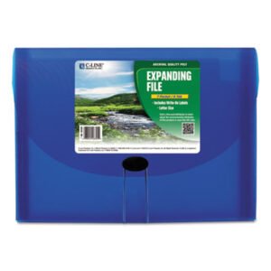 C-Line Expanding Files, 1.63" Expansion, 7 Sections, Cord/Hook Closure, 1/6-Cut Tabs, Letter Size, Blue (CLI48305)