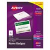 Avery Pin-Style Badge Holder With Laser/inkjet Insert, Top Load, 4 X 3, White, 100/box (AVE74540)