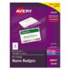Avery Pin-Style Badge Holder With Laser/inkjet Insert, Top Load, 3.5 X 2.25, White, 100/box (AVE74549)