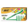 BIC Brite Liner Highlighter, Fluorescent Green Ink, Chisel Tip, Green/black Barrel, Dozen (BICBL11GN)