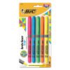 BIC Brite Liner Grip Pocket Highlighter, Assorted Ink Colors, Chisel Tip, Assorted Barrel Colors, 5/set (BICGBLP51ASST)