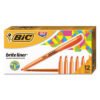 BIC Brite Liner Highlighter, Fluorescent Orange Ink, Chisel Tip, Orange/black Barrel, Dozen (BICBL11OE)