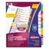 Avery Customizable TOC Ready Index Multicolor Tab Dividers, 12-Tab, 1 to 12, 11 x 8.5, White, Contemporary Color Tabs, 1 Set (AVE11843)