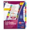 Avery Customizable TOC Ready Index Multicolor Tab Dividers, 12-Tab, Jan. to Dec., 11 x 8.5, White, Contemporary Color Tabs, 1 Set (AVE11847)