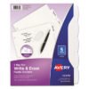 Avery Write and Erase Big Tab Durable Plastic Dividers, 3-Hole Punched, 5-Tab, 11 x 8.5, White, 1 Set (AVE16370)