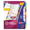 Avery Customizable TOC Ready Index Multicolor Tab Dividers, 8-Tab, 1 to 8, 11 x 8.5, White, Contemporary Color Tabs, 1 Set (AVE11841)