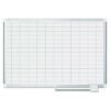 MasterVision Gridded Magnetic Steel Dry Erase Project Planning Board, 1" x 2" Cells, 36" x 24", White Surface, Satin Aluminum Frame (BVCMA0392830)