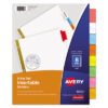 Avery Insertable Big Tab Dividers, 8-Tab, Double-Sided Gold Edge Reinforcing, 11 x 8.5, White, Assorted Tabs, 1 Set (AVE11123)
