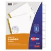 Avery Insertable Big Tab Dividers, 5-Tab, Double-Sided Gold Edge Reinforcing, 11 x 8.5, White, Clear Tabs, 1 Set (AVE11122)