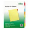 Office Essentials Plastic Insertable Dividers, 8-Tab, 11 x 8.5, Assorted Tabs, 1 Set (AVE11467)