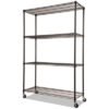 Alera Nsf Certified 4-Shelf Wire Shelving Kit With Casters, 48w X 18d X 72h, Black (ALESW604818BL)