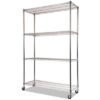 Alera Nsf Certified 4-Shelf Wire Shelving Kit With Casters, 48w X 18d X 72h, Silver (ALESW604818SR)