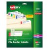 Avery Extra-Large Trueblock File Folder Labels With Sure Feed Technology, 0.94 X 3.44, White, 18/sheet, 25 Sheets/pack (AVE5026)