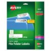 Avery Extra-Large Trueblock File Folder Labels With Sure Feed Technology, 0.94 X 3.44, White, 18/sheet, 25 Sheets/pack (AVE5027)
