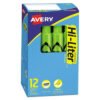 Avery Hi-Liter Desk-Style Highlighters, Fluorescent Green Ink, Chisel Tip, Green/black Barrel, Dozen (AVE24020)