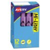 Avery Hi-Liter Desk-Style Highlighters, Fluorescent Purple Ink, Chisel Tip, Purple/black Barrel, Dozen (AVE24060)