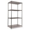 Alera Wire Shelving Starter Kit, Four-Shelf, 36w X 24d X 72h, Black Anthracite (ALESW503624BA)