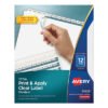 Avery Print and Apply Index Maker Clear Label Dividers, 12-Tab, White Tabs, 11 x 8.5, White, 5 Sets (AVE11429)