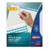 Avery Print and Apply Index Maker Clear Label Plastic Dividers w/Printable Label Strip, 5-Tab, 11 x 8.5, Frosted Clear Tabs, 1 Set (AVE11449)