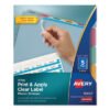 Avery Print and Apply Index Maker Clear Label Plastic Dividers with Printable Label Strip, 5-Tab, 11 x 8.5, Assorted Tabs, 5 Sets (AVE12452)
