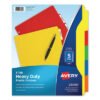 Avery Heavy-Duty Plastic Dividers With Multicolor Tabs And White Labels , 5-Tab, 11 X 8.5, Assorted, 1 Set (AVE23080)