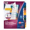 Avery Customizable Table Of Contents Ready Index Dividers With Multicolor Tabs, 10-Tab, 1 To 10, 11 X 8.5, Translucent, 1 Set (AVE11818)