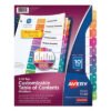Avery Customizable TOC Ready Index Multicolor Tab Dividers, 10-Tab, 1 to 10, 11 x 8.5, White, Traditional Color Tabs, 1 Set (AVE11135)