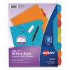 Avery Big Tab Write and Erase Durable Plastic Dividers, 8-Tab, 11 x 8.5, Assorted, 1 Set (AVE16130)