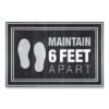 Apache Mills Message Floor Mats, 24 X 36, Charcoal, "maintain 6 Feet Apart" (APH3984528772X3)
