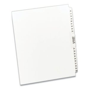 Avery Preprinted Legal Exhibit Side Tab Index Dividers, Avery Style, 26-Tab, 76 To 100, 11 X 8.5, White, 1 Set (AVE11397)